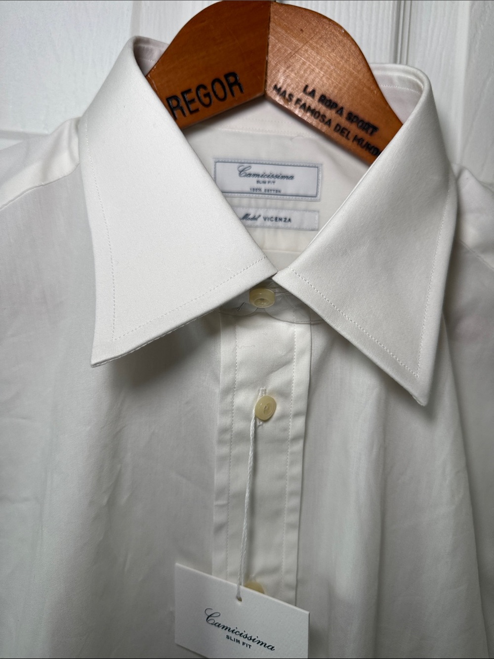 NEW! Camicissima Office Dress Shirt Button Up Size 17 1/2 Slim Fit White